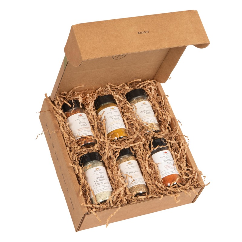 Finch + Fennel 6 Piece Seasoning Sampler Pack Gift Box