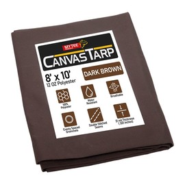 Mytee Products 8' x 10' Dark Brown Canvas Tarp 12oz - Water Resistant & Breathable - Heavy Duty Tarps - Multipurpose Tarpaulin Cover for Camping Tent