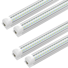 SHOPLED LED Shop Light 5FT, 50W 6500LM 6000K Cool White, V-Shape T8 Linkable LED Tube Lights, Work Shop Lights for Garage, Workbench, Basement, ETL Listed, 4 Pack