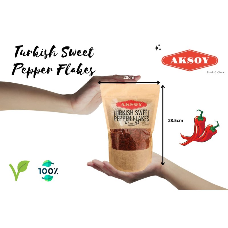 Aksoy Premium Quality Turkish Sweet Red Pepper Flakes (Turk Kirmizi