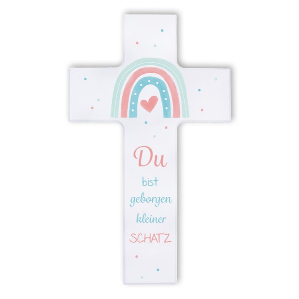 Fritz Cox - Wooden Cross "Du bist geborgen kleine Schatz"