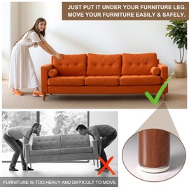 1" Furniture Sliders for Carpet, 24PCS with Adhesive Chair Leg Sliders for Hardwood Floors, Furniture Movers Sliders for Furniture, Furniture Sliders Move Furniture Easily.