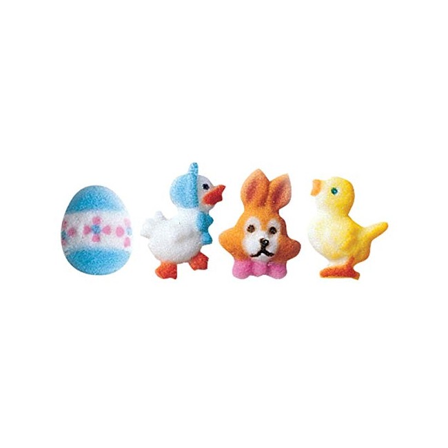 Lucks Mini Easter Egg, Rabbit, Chick, and Goose Edible Sugar Decorations - 24 Count - 25593
