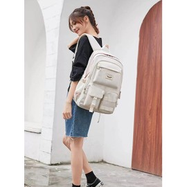 cotmcor Kawaii Girls Backpack for Kids Teens Cute Laptop Bookbag for College Middle High Elementary School Student, White