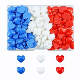 FAZHBARY 105 PCS Heart Resin Flatback Red White Blue Plastic Mini Heart Shape Charms Bulk Resin Embellishments for Crafts Accessories