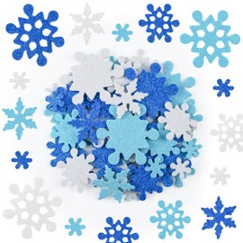 TUPARKA 300 Pcs Snowflake Foam Stickers Self Adhesive Glitter Snowflake Shape Stickers Mixed Color for Christmas Winter Wedding Decoration and Craft Projects