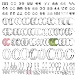 NEWITIN Multipack Earrings Set for Women Hypoallergenic Studs Fashion Drop Dangle Earring Zircon Pearl Stud Earring Statement Hoop Earrings for Women