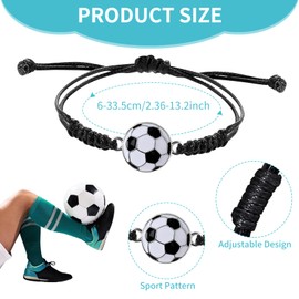14Pcs Football Bracelets Wristbands, Adjustable Metal Football Charm Bracelet Football Party Bags Fillers Football Friendship Bracelet Braided Rope Bracelets Birthday Party Favors Gift for Kids Boys