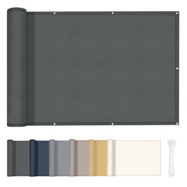 HENG FENG Balcony Privacy Screen 75x300cm PES, Windproof and UV-Protection Screening for Outdoor Fencing and Protection, Anthracite
