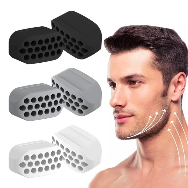 Jawline Trainer, 6 Stücke, Lebensmittelqualität Silikonmaterial Kiefertrainer und Kiefer Training,