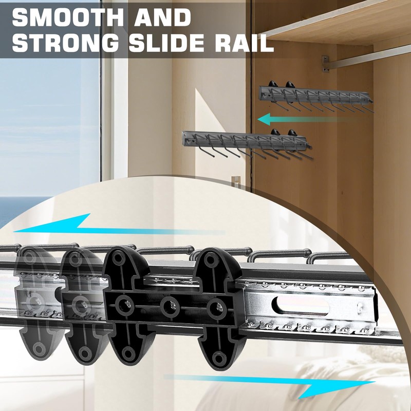 Sliding Tie Racks, 18 Tie Hanger Pull Out Belt Rack