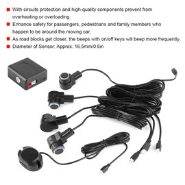 Backup Radar Sensor System Reverse Kit, Electromagnetic Intelligent Parking Assistance System 4 Sensor Probe Car Reverse Radar 80 dB Summer Alert Kit