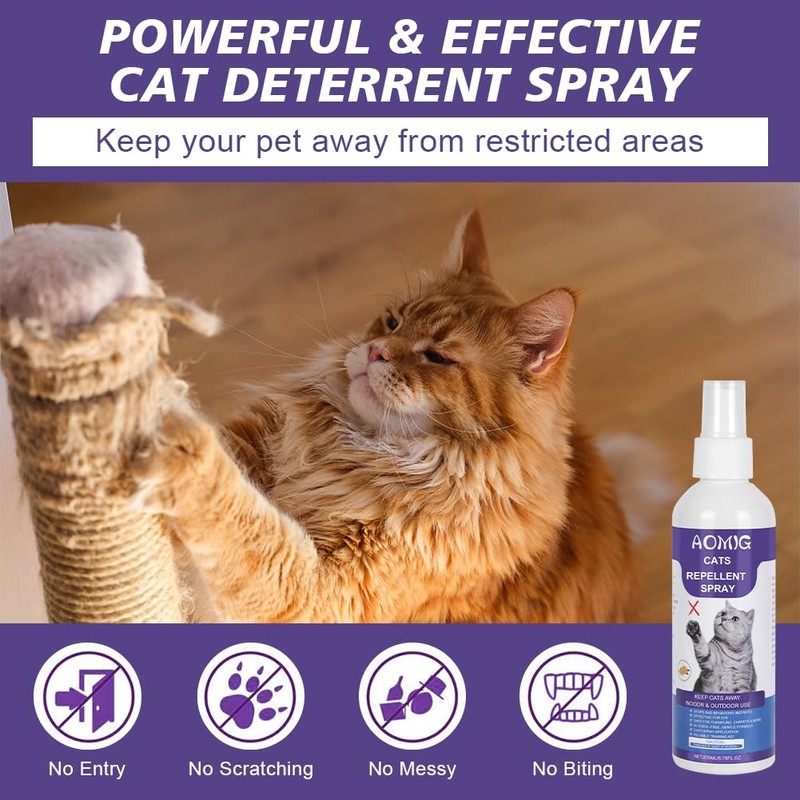 Cat Deterrent Spray, Natural Cat Repellent Spray, Non-Toxic Anti-Scratch Deterrent