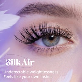 BelleQiana Silk Air Individual Eyelashes​Feather-Light Ultra-Soft Band Lashes, DIY Cluster Lashes Kit with Lash Bond & Seal and Remover,144 Pcs 0.05mm eyelashes individual kit at Home(Silk Air 01)