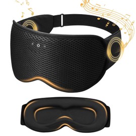 Necomi Antifaz Para Dormir Con Audifonos,Antifaz para dormir, Aliviar la Tensión Ocular, Meditación, Parlantes Estéreo Ultrafinos,Oficina, para Hombres y Mujeres(Negro)