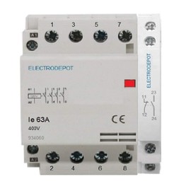 Electrodepot 63Amp NO Contactor 4 Pole, w Auxiliary NO/NC, Coil 120VAC Heating or Lighting Designer Modular with Status Indicator
