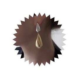 Wendalern Teardrop Chunky Earrings Two Tone Tear Dangle Earrings Gold Silver Water Drop Asymmetrical Earrings Mismatched Glossy Teardrop Statement Earrings Jewelry for Women Girls