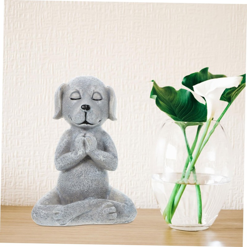 Mipcase Meditating Dog Statue Realistic Zen Style Dog Figurine for