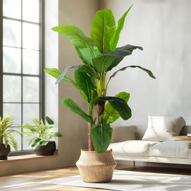 Erimda 6FT Artificial Banana Tree Tall Fake Banana Leaf Plant Faux Banana Silk Tree Faux Banana Leaves for Home Swimming Pool Indoor Outdoor Patio Tropical Decor