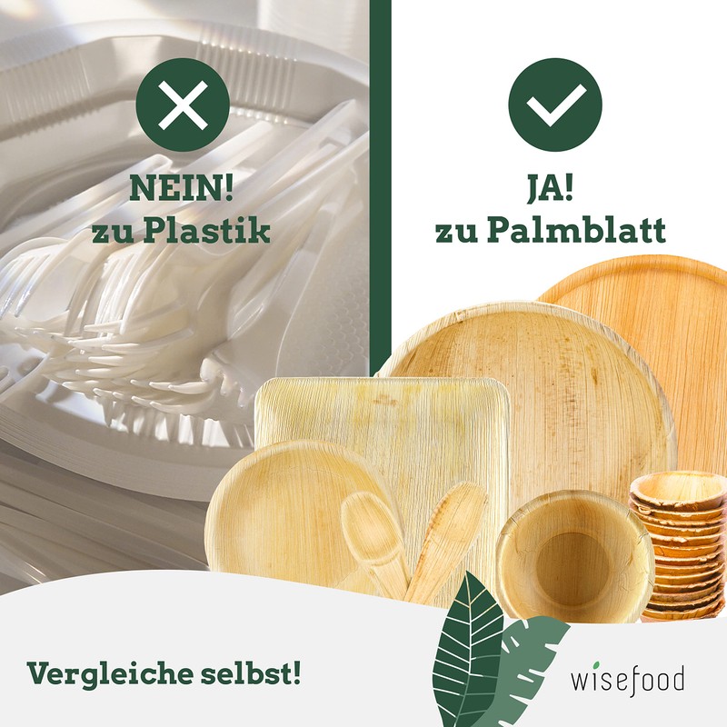 wisefood Palm Leaf Snack Plates, Pack of 25 Disposable Plates,