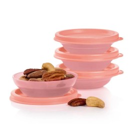 Tupperware New Tupperware Mini Classic Cereal Bowls & Seals Set of 4 Pink Hold 1/4 Cup 2 oz