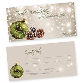 cosmeticPlus 50 Christmas Vouchers Gift Voucher Cards Xmas Stars Green Gift Voucher Cards