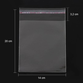 RUBY Pack of 200 Clear Plastic Cellophane Bags with Self Seal (14cm x 20cm)