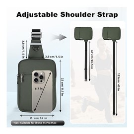 BROADREAM Mini Sling Bag for Men Women Small Crossbody Bags Trendy Casual Phone Chest Bag for Travelling Hiking, Grey