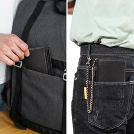 HUMERPAUL Wallets for Men, Genuine Leather RFID Blocking Bifold Men's Wallet with ID Window & Credit Card Slots (Black)