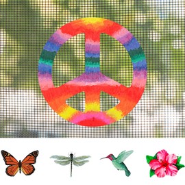 Screen Door Saver - Screen Magnets - Keep People and Pets from Running Into Screen Doors & Patch Holes with Screen Door Magnets - Made in USA - Tie-Dye Peace Sign - 5 x 5 inches - 2 Pack (1 Pair)