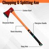 Chopping Axe: 33.5” Hatchet Axe with Shock Absorbing Fiberglass Handle