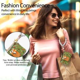 Yonlevres Fox Credit Card Holder Small Wallets Woman, RFID Wallet Women with Keychain Zipper, Cute Mini PU Leather RFID Blocking Accordion Case Organizer Gifts for Girls Ladies