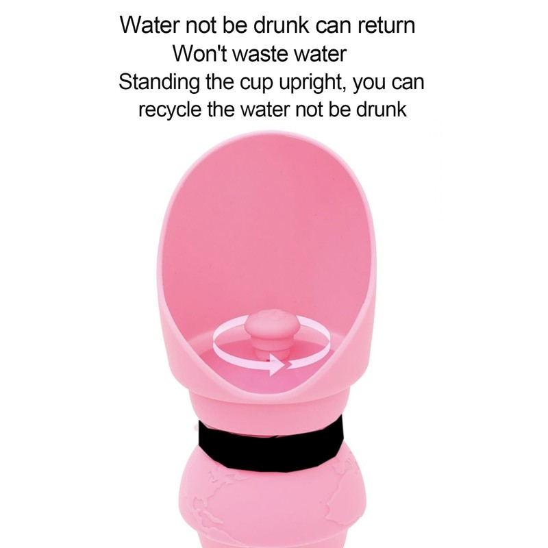 Generic Dog Foldable Water Bottle with Folding Bowl (Pink Globe)