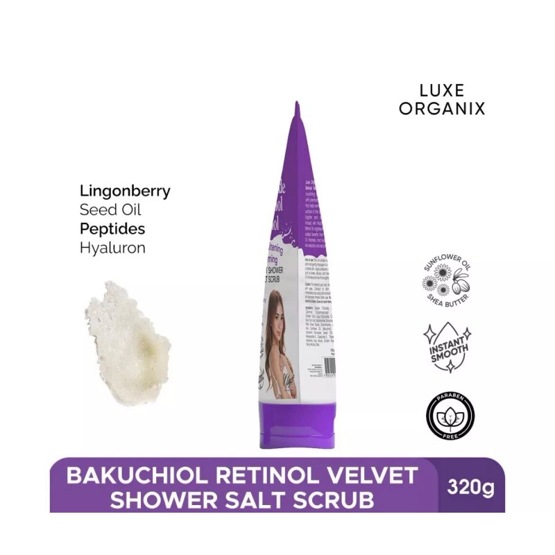 Luxe Organix Niacinamide + Bakuchiol Retinol Velvet Salt Scrub -