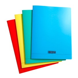 Clairefontaine 18400C - Calligraphe Notebook, Ideal for School, Stapled, DIN A4+, 24 x 32 cm, 96 Sheets, Squared, Assorted Colours, Pack of 1