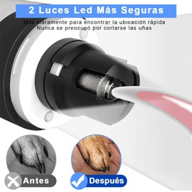 AbaqCasa Molinillo de Uñas para Perro Gato con Luz Led, Cortauñas Electrico Portatil Eléctrico 2 Velocidades Limador De Uñas para Perro USB Recargable Sin Dolor Silencioso Pequeño Mediano Grande
