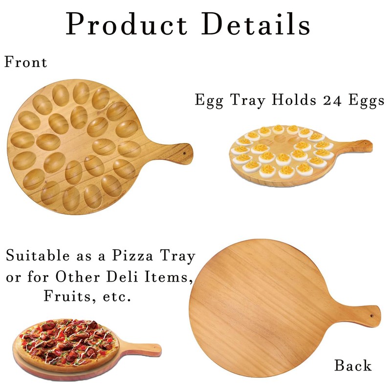 Wooden Egg Plate for Deviled Eggs 16 Hole Round Egg