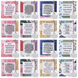 FuWeave 16 Pack Prayer Quilt with Cross Inside Squares Pocket Mini Scripture Prayer Quilt for Friend Family Colleague Encouragement Gift