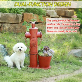 20.9"H Metal Fire Hydrant for Dogs to Pee On with Planter,Dog Pee Post