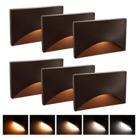 ZestPatio 120V Stair Lights Indoor, 3W 5CCT Dimmable LED Stairway Lights Indoor Outdoor for Stairs Steps Decks, IP65 Waterproof, ETL, Aluminum, Bronze, Pack of 6