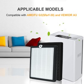 Lhari G3 Air Purifier Replacement Filter, Compatible with AMEIFU G3 Sferf-30 (FXAP2W) Air Purifier, VEWIOR A3 Air Purifier and Tailulu HQZZ-260, 3-in-1 H13 True HEPA Air Cleaner Filter, 2 Pack