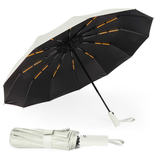 SOPPY Folding Umbrella Windproof, 12 Reinforced Ribs Travel Umbrella for