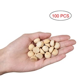 100 PCS 15 mm Split Wood Balls, Small Natural Unfinished Half Round Wooden Beads for Kids Craft