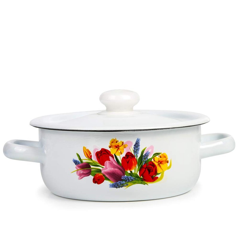 Enamel Stock Pot Spring Bouquet Enamel Cooking Pot Enameled Pot