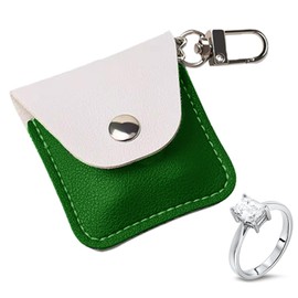 KONIDUN Leather Ring Holder Keychain for Gym, Portable Jewelry Travel Ring Keeper Case for Wedding ring and Necklaces, Mini Coin Pouch for Women