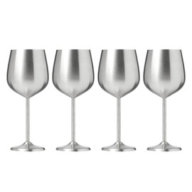 Cambridge Silversmiths 4 Piece Set of 18 oz Stainless Steel All Purpose Single Wall Wine Glasses