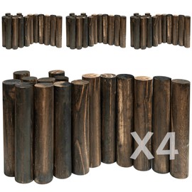 Wood Garden Edging, Natural Wooden Solid Log Fence Border Decorative for Flower Bed Barriers and Landscape Fencing, 11.8 in H x 3.0 ft L, 1.9 in Diameter (4PACK)