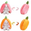 Strawberry & Carrot Design Plush Toy, 1 Count Cute Rabbit