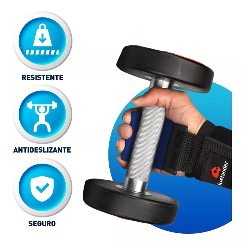 Bluelander Straps Ganchos De Levantamiento Muñequera Gym Crossfit Pesas Color