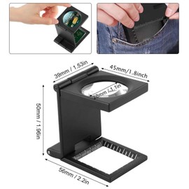 10X 28mm Mini Three-Folding Magnifier Zinc Alloy Loupe Pocket Reading Magnifiers Magnifying Glass with Scale for Textile Optical Jewelry Tool (1 Pcs)